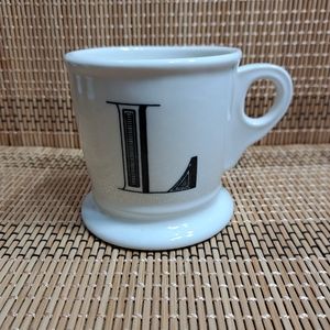 Anthropologie Mug Coffee Monogram ‎ White/ Black Letter L With Small Roud…
